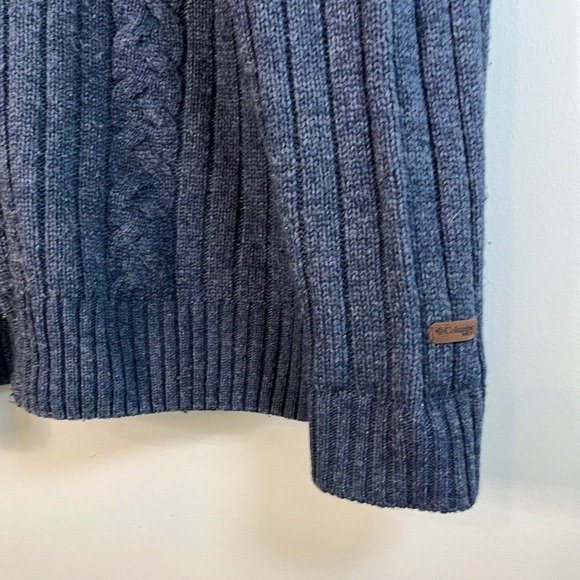 Columbia Sportswear XCO Mens XL Blue Full Zip Cable Knit Mock Neck Sweater XL - Picture 3 of 7